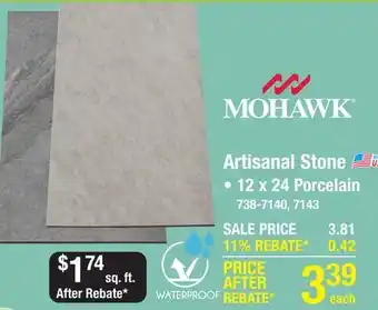 Menards Mohawk Artisanal Stone Grigio 12 x 24 Porcelain Floor and Wall Tile offer