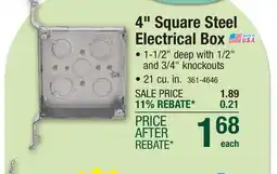 Menards RACO 4 Galvanized Steel Square Box with Bracket offer