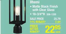 Menards Patriot Lighting Rhemi Matte Black Post Light offer