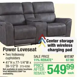 Menards Highmore Shadow Power Loveseat offer