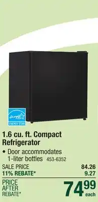 Menards Elite 1.6 cu.ft. Black Compact Refrigerator offer