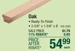 Menards Mastercraft Craftsman Flat Top Unfinished Oak 2-5/8 x 1-5/8 x 8' Unplowed Stair Handrail offer