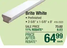 Menards Mastercraft Craftsman Flat Top Brite White 2-5/8 x 1-5/8 x 8' Unplowed Stair Handrail offer