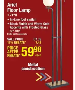 Menards Patriot Lighting Ariel 3 Light Floor Lamp offer