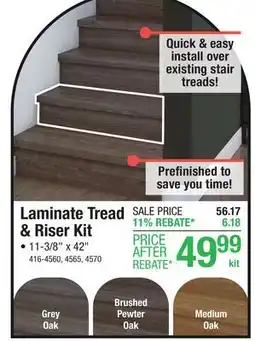Menards Mastercraft Traditional Gray Oak Laminate 11-3/8 x 42 Replacement Stair Tread and Riser offer
