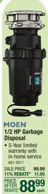 Menards Moen GX Prep Series PRO 1/2 HP Garbage Disposal offer