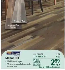 Menards Shaw Manor Hill Barnwood Oak 7 x 48 Floating Luxury Vinyl Plank Flooring (18.91 sq.ft/ctn) offer