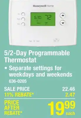 Menards Honeywell Home 5/2 Day Programmable Thermostat offer