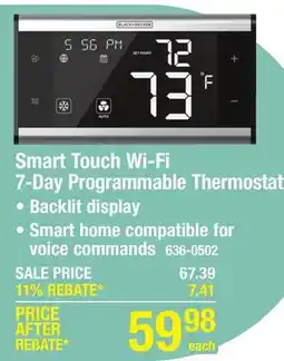 Menards Black & Decker Smart Touch Key Tri-Color Thermostat offer
