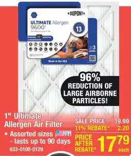 Menards DuPont Ultimate 16 x 20 x 1 MERV 13 Pleated Air Filter offer