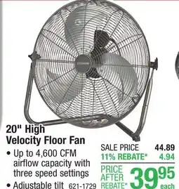 Menards Masterforce 20 High Velocity Floor Fan offer