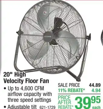 Menards Masterforce 20 High Velocity Floor Fan offer