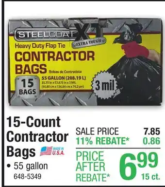 Menards Steelcoat 55 Gallon Flap Tie XT Contractor Bags - 15 count offer