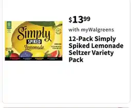 Walgreens 12-Pack Simply Spiked Lemonade Seltzer Variety Pack offer
