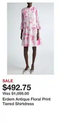 Nordstrom Erdem Antique Floral Print Tiered Shirtdress offer