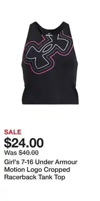Kohl's Girl's 7-16 Under Armour Motion Logo Cropped Racerback Tank Top offer