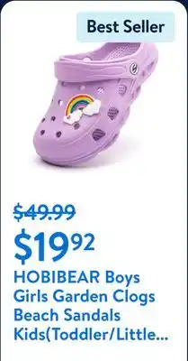 Walmart HOBIBEAR Boys Girls Garden Clogs Beach Sandals Kids(Toddler/Little Kids/Big Kids) offer