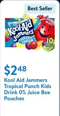 Walmart Kool Aid Jammers Tropical Punch Kids Drink 0% Juice Box Pouches offer