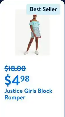 Walmart Justice Girls Block Romper offer