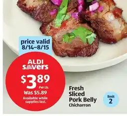 Aldi Fresh Sliced Pork Belly offer