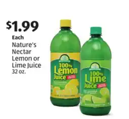 Aldi Nature's Nectar Lemon or Lime Juice offer