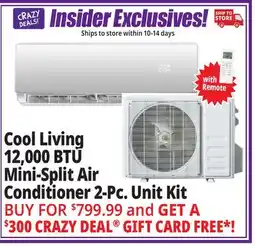 Ocean State Job Lot Cool Living 12,000 BTU Mini-Split Air Conditioner 2-Piece Unit Kit offer