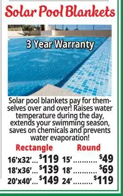 Ocean State Job Lot Solar Pool Blankets offer
