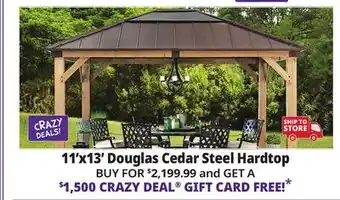 Ocean State Job Lot Douglas 11' x 13' Cedar Framed Gazebo with Steel & Polycarbonate Hip Roof Hardtop offer