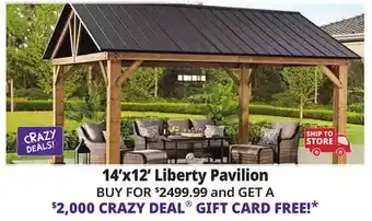 Ocean State Job Lot Liberty 13' x 15' Cedar Framed Pavilion with Steel Hardtop Gable Roof offer