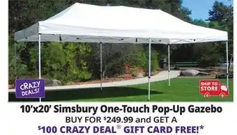 Ocean State Job Lot Simsbury 10' x 20' One-Touch Pop-Up Gazebo offer