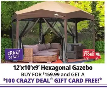 Ocean State Job Lot Hexagonal Pop-Up Gazebo with Mosquito Netting Dark Brown offer