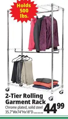 Ocean State Job Lot 2-Tier Rolling Garment Rack offer
