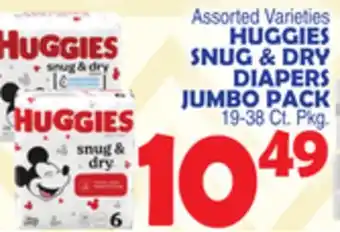 Bravo Supermarkets HUGGIES SNUG & DRY DIAPERS JUMBO PACK offer