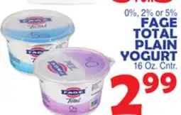 Bravo Supermarkets Fage 0%, 2% or 5% FAGE TOTAL PLAIN YOGURT offer