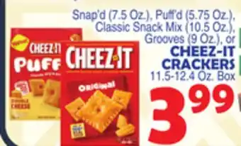 Bravo Supermarkets CHEEZ-IT CRACKERS, 11.5-12.4 Oz. Box offer