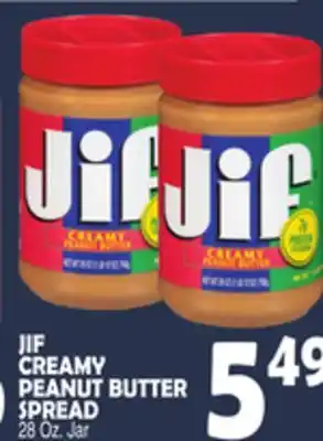 Bravo Supermarkets JIF CREAMY PEANUT BUTTER SPREAD offer