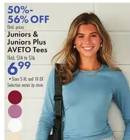 Boscov's Juniors & Juniors Plus AVETO Tees offer