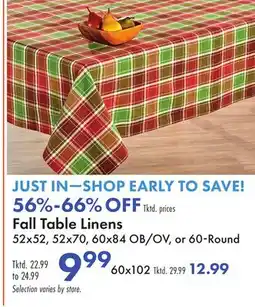 Boscov's Fall Table Linens offer