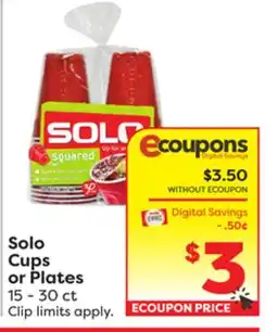 Weis Markets Solo Cups or Plates offer