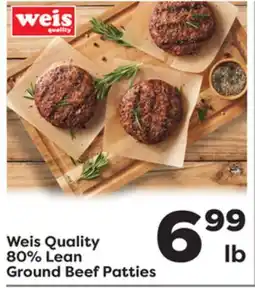 Weis Markets Weis Quality 80% Lean Ground Beef Patties offer