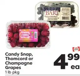 Weis Markets Candy Snap, Thomcord or Champagne Grapes offer