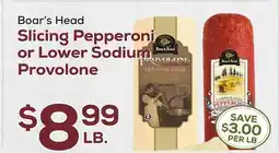 DeCicco & Sons Boar's Head Slicing Pepperoni or Lower Sodium Provolone offer