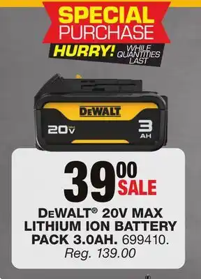 Blain's Farm & Fleet DEWALT 20V MAX LITHIUM ION BATTERY PACK 3.0AH offer