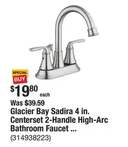 The Home Depot Glacier Bay Sadira 4 in. Centerset 2-Handle High-Arc Bathroom Faucet in Brushed Nickel offer