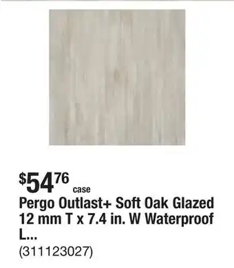 The Home Depot Pergo Outlast+ Soft Oak Glazed 12 mm T x 7.4 in. W Waterproof Laminate Wood Flooring (19.6 sqft/case) offer