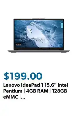 Sam's Club Lenovo IdeaPad 1 15.6 Intel Pentium | 4GB RAM | 128GB eMMC | Windows 11S | 1-Year Office 365 Personal offer