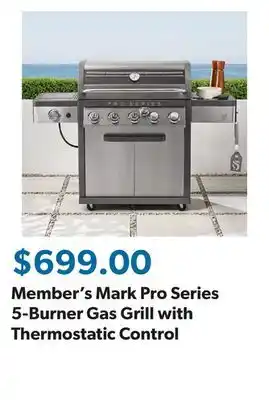 Sam's Club Member's Mark Pro Series 5-Burner Gas Grill with Thermostatic Control offer