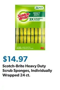 Sam's Club Scotch-Brite Heavy Duty Scrub Sponges, Individually Wrapped 24 ct offer