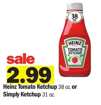 Meijer Heinz Tomato Ketchup 38 oz. or Simply Ketchup 31 oz offer