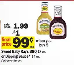 Meijer Sweet Baby Ray's BBQ 18 oz. or Dipping Sauce* 14 oz offer